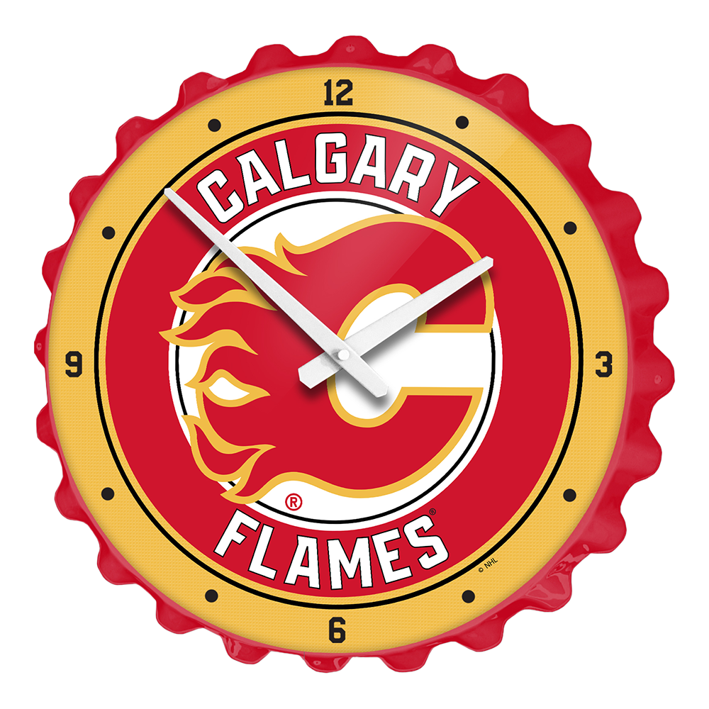 Calgary Flames: Bottle Cap Wall Clock