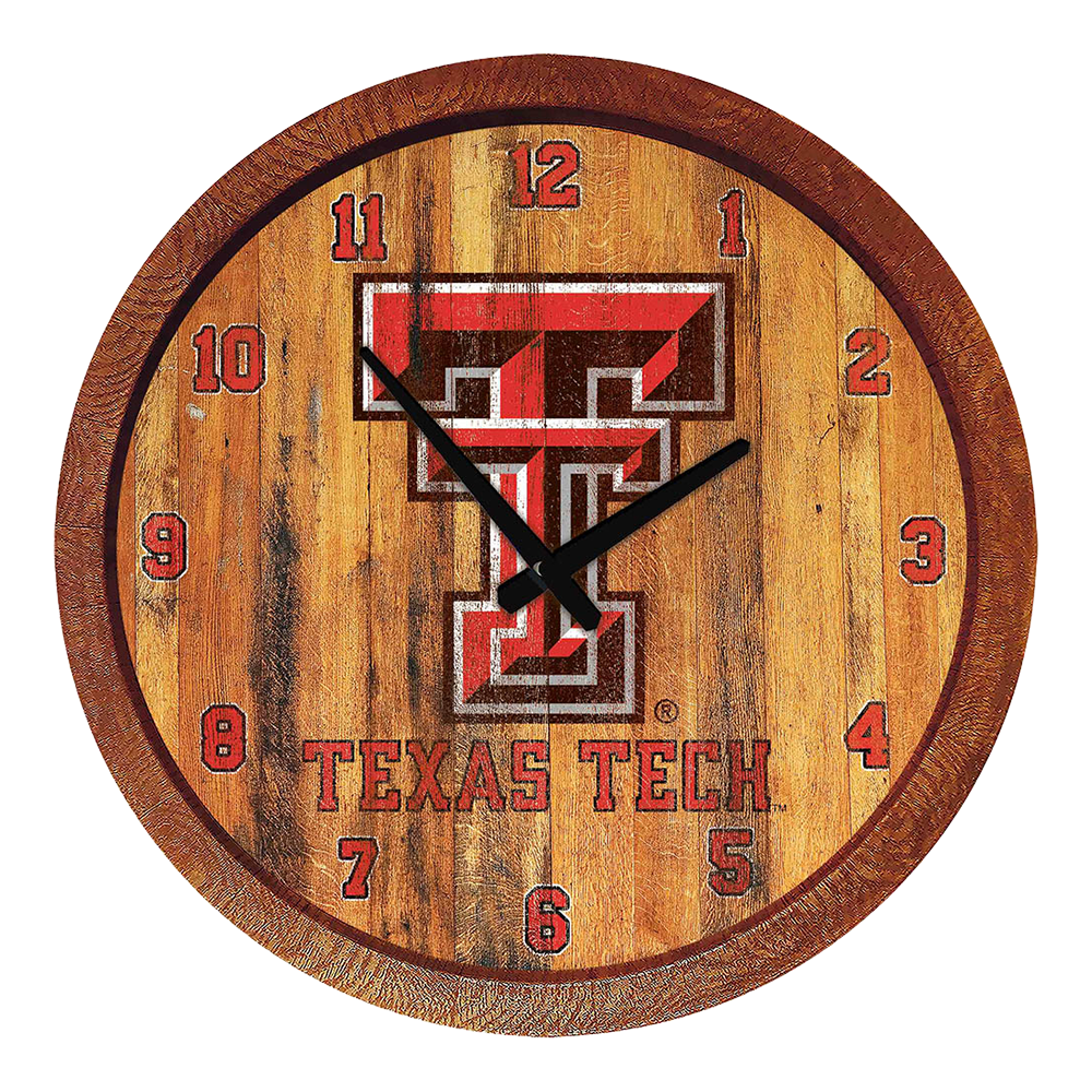 Texas Tech Red Raiders: Weathered "Faux" Barrel Top Wall Clock  