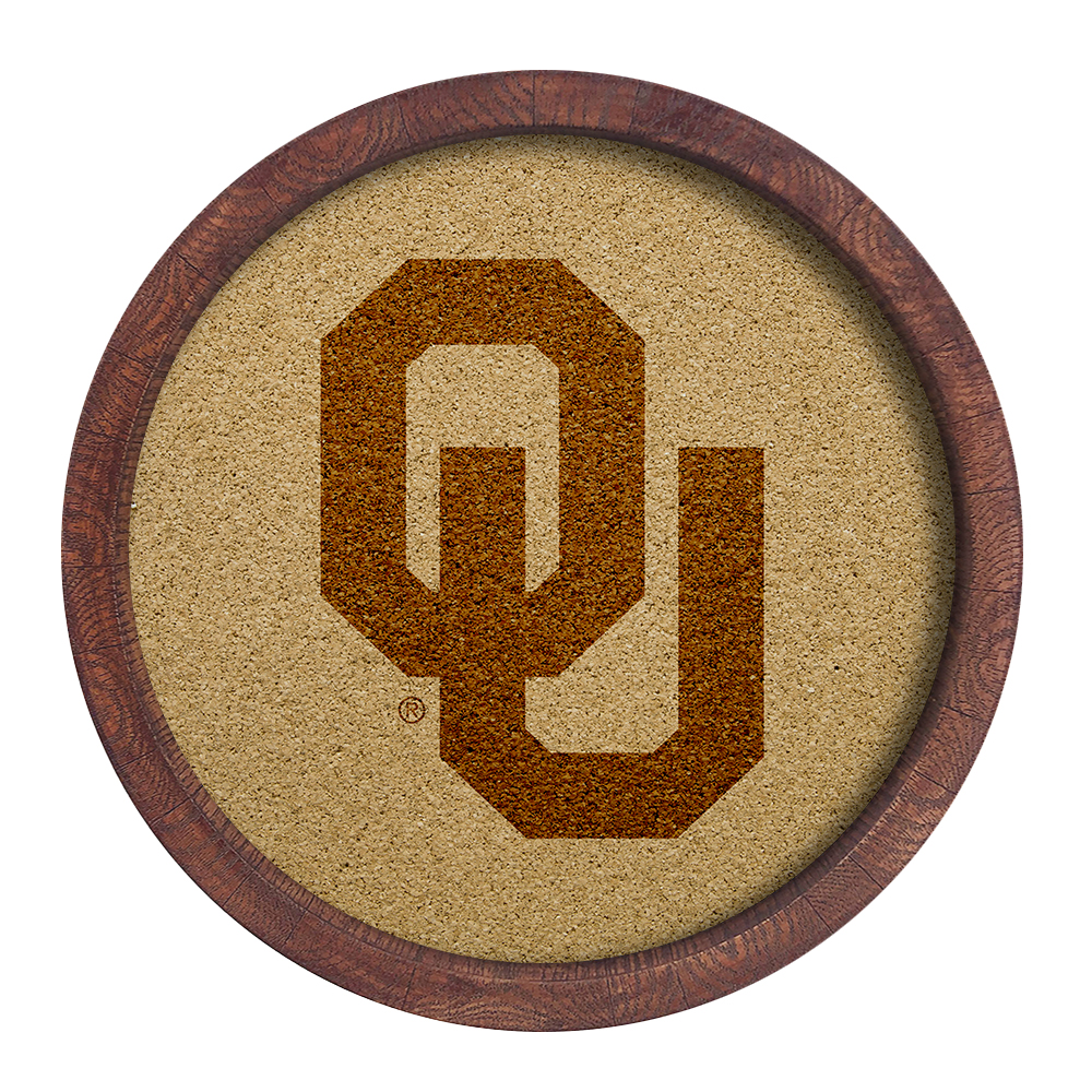 Oklahoma Sooners: "Faux" Barrel Framed Cork Board  