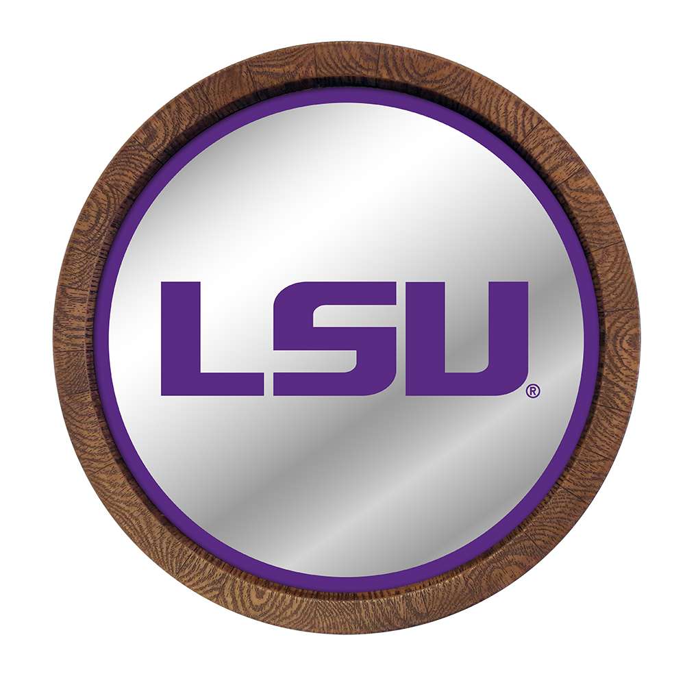 LSU Tigers: "Faux" Barrel Top Mirrored Wall Sign  
