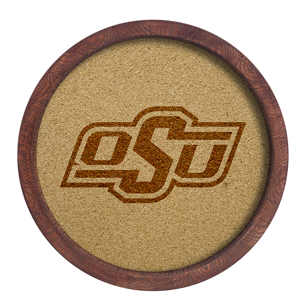 Oklahoma State Cowboys: "Faux" Barrel Framed Cork Board  