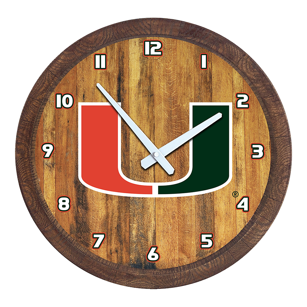 Miami Hurricanes: "Faux" Barrel Top Wall Clock  