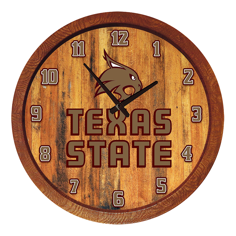 Texas State Bobcats "Faux" Barrel Top Wall Clock  