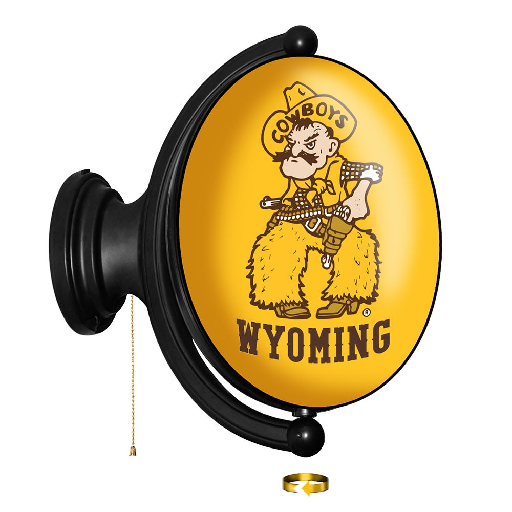 Wyoming Cowboys Pistol Pete - Original Oval Rotating Lighted Wall Sign