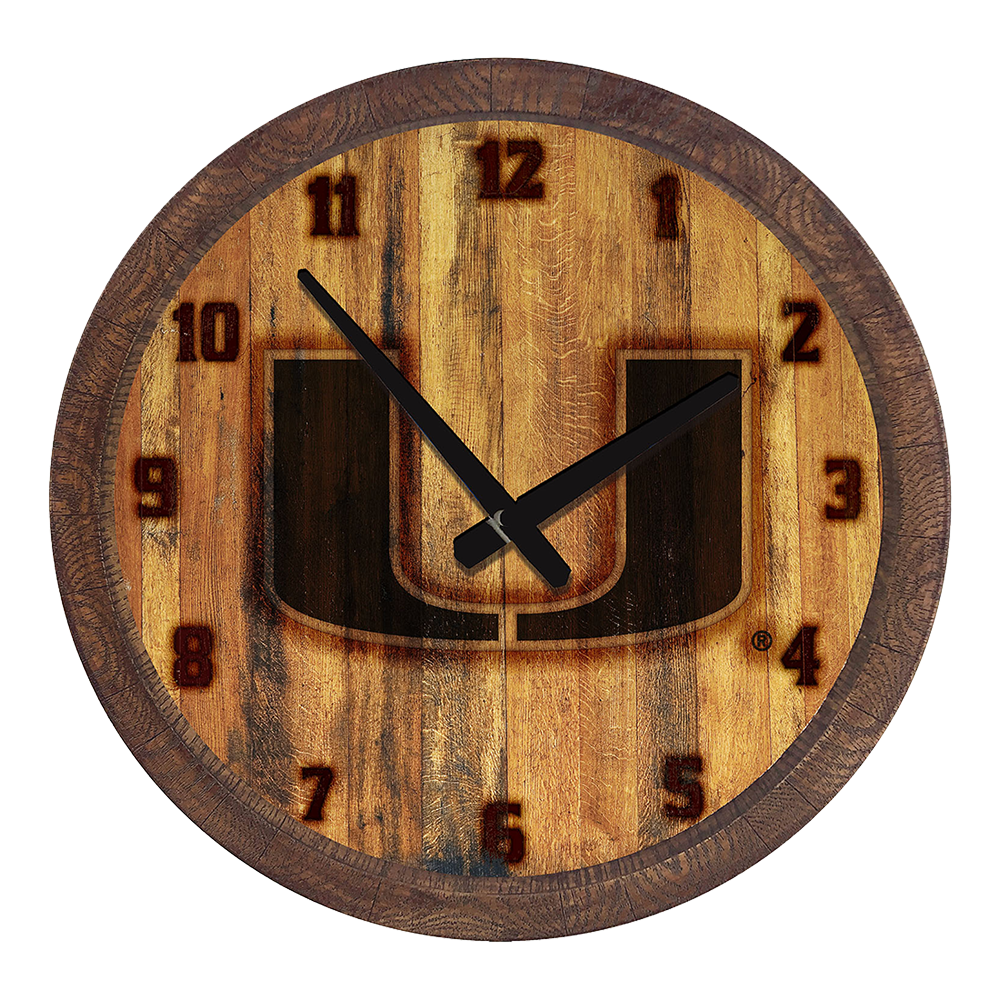 Miami Hurricanes: Branded "Faux" Barrel Top Wall Clock  