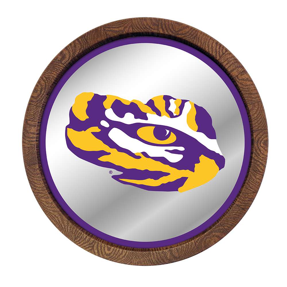 LSU Tigers Tiger Eye - "Faux" Barrel Top Mirrored Wall Sign  