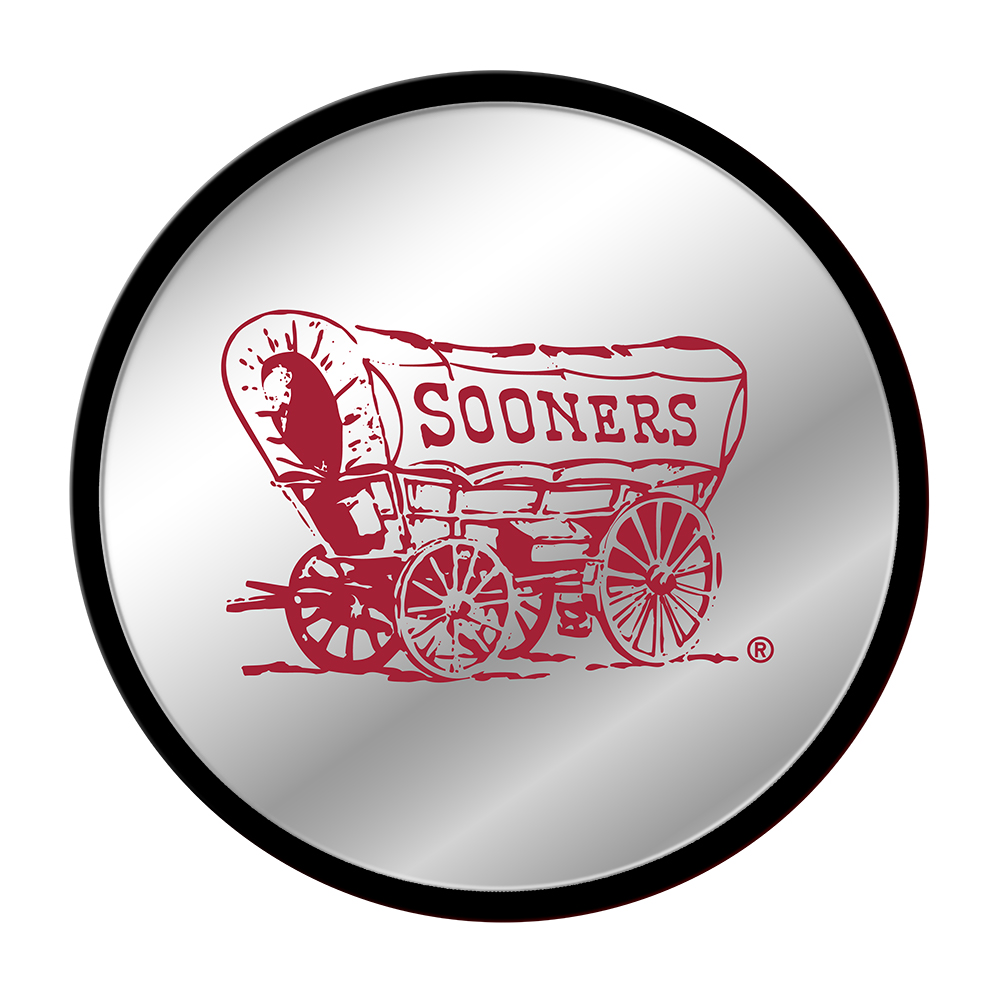 Oklahoma Sooners: Wagon - Modern Disc Mirrored Wall Sign