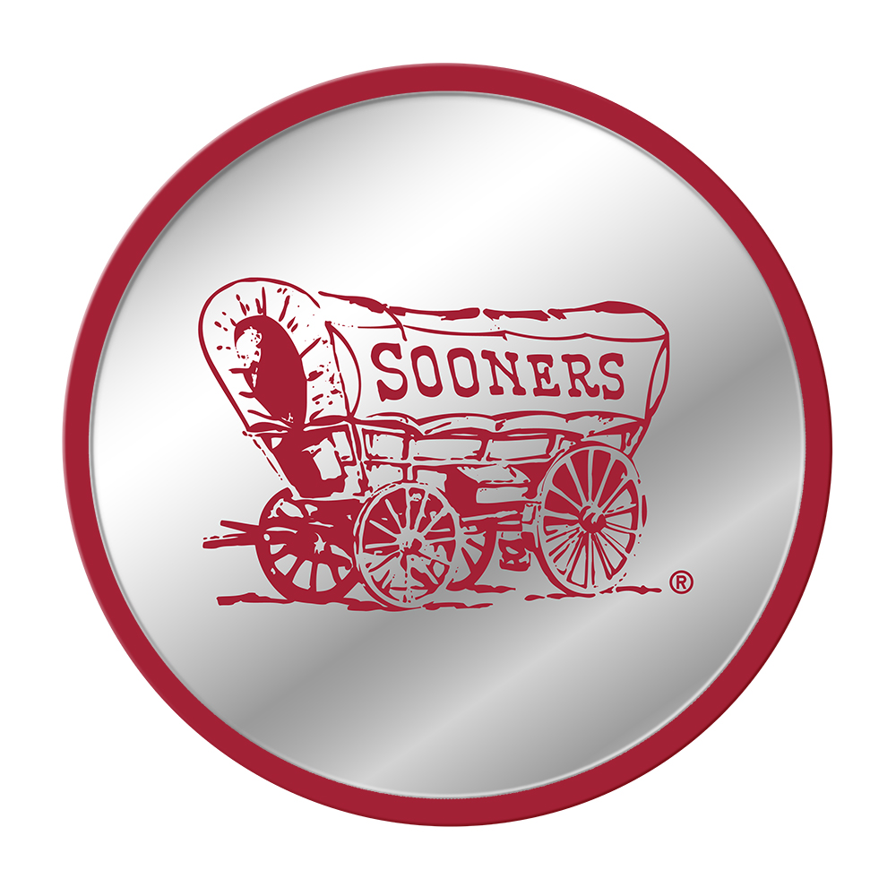 Oklahoma Sooners: Wagon - Modern Disc Mirrored Wall Sign