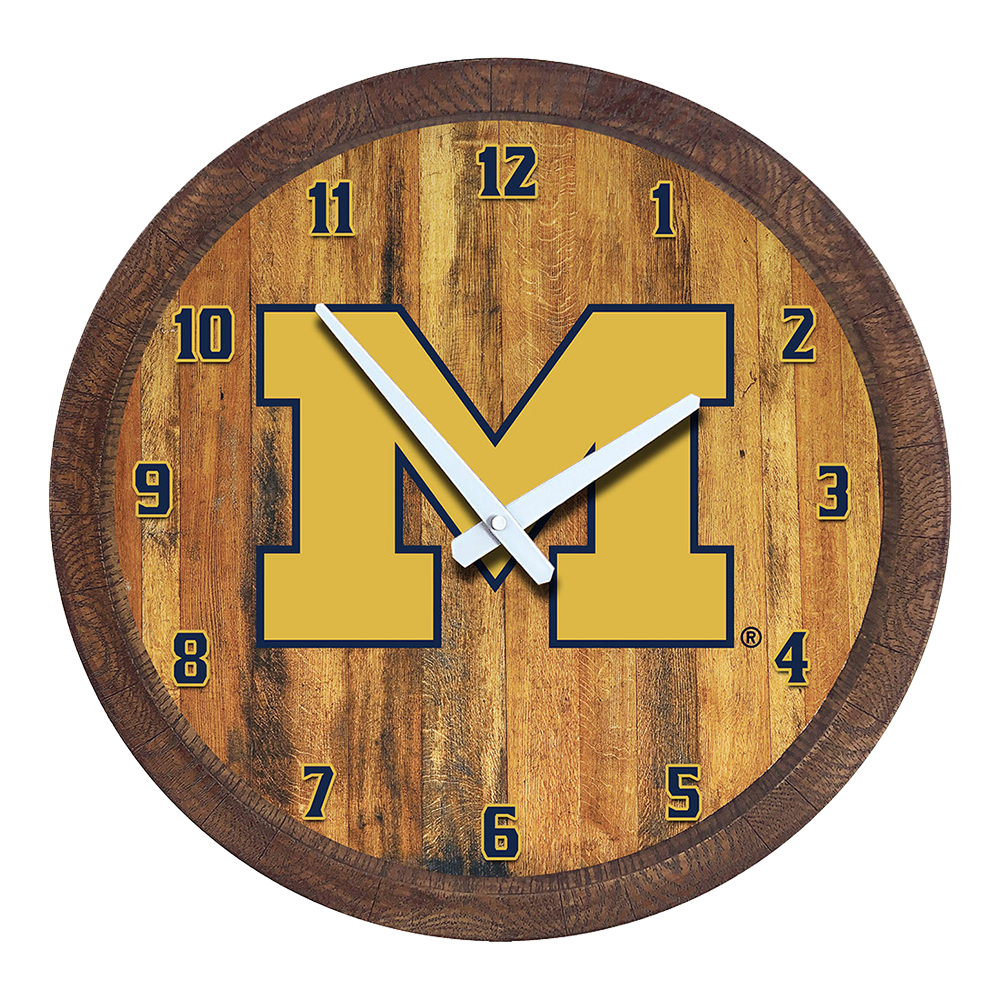 Michigan Wolverines: "Faux" Barrel Top Wall Clock  