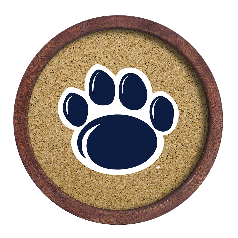 Penn State Nittany Lions Paw - "Faux" Barrel Framed Cork Board  