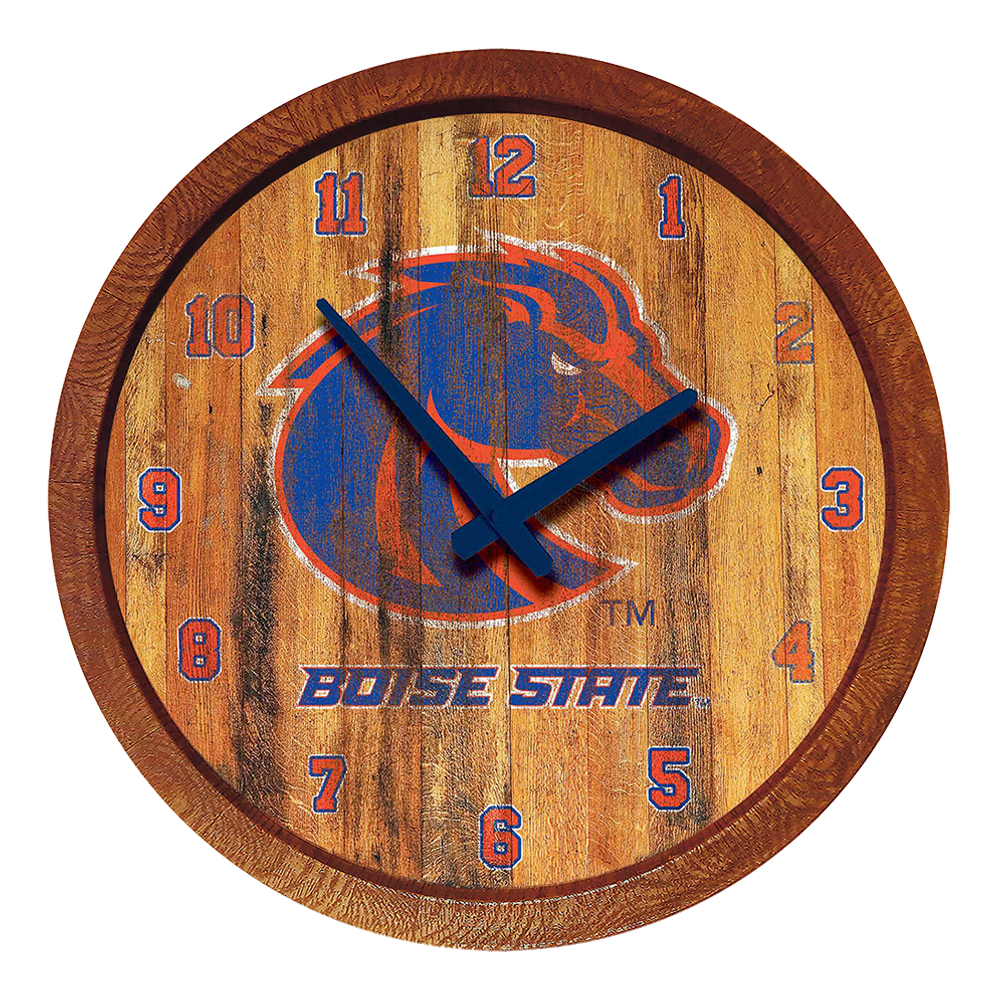 Boise State Broncos Weathered "Faux" Barrel Top Wall Clock  