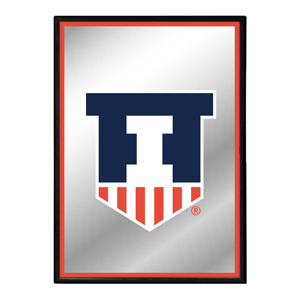 Illinois Fighting Illini Badge - Framed Mirrored Wall Sign