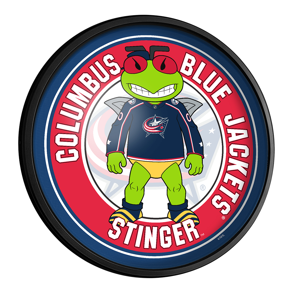 Columbus Blue Jackets: Stinger - Round Slimline Lighted Wall Sign