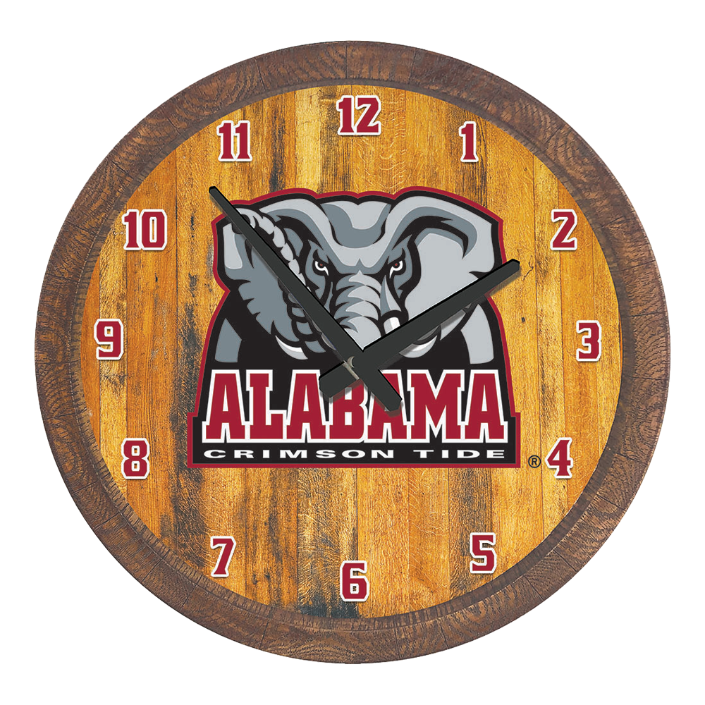 Alabama Crimson Tide: Al Logo -  "Faux" Barrel Top Wall Clock  