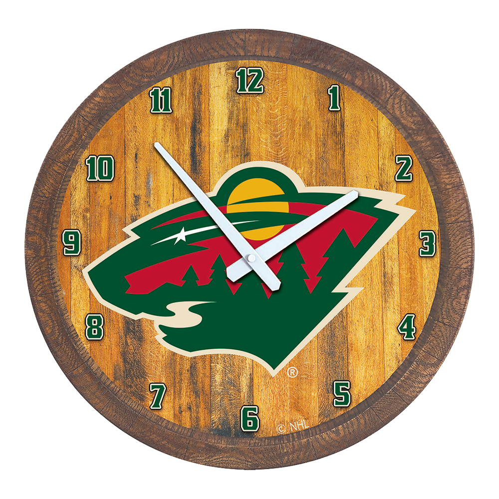 Minnesota Wild: "Faux" Barrel Top Wall Clock  