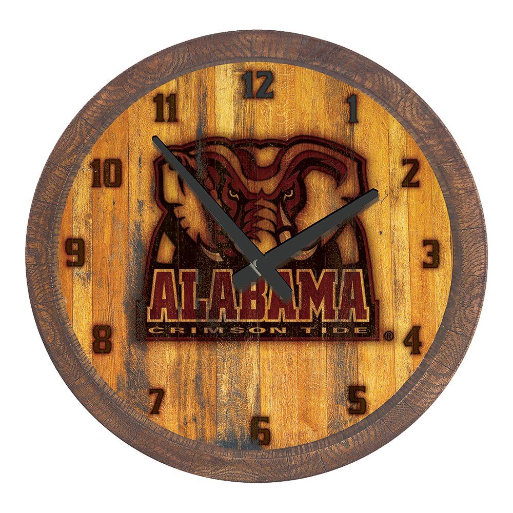 Alabama Crimson Tide: Al Logo -  Branded "Faux" Barrel Top Wall Clock  