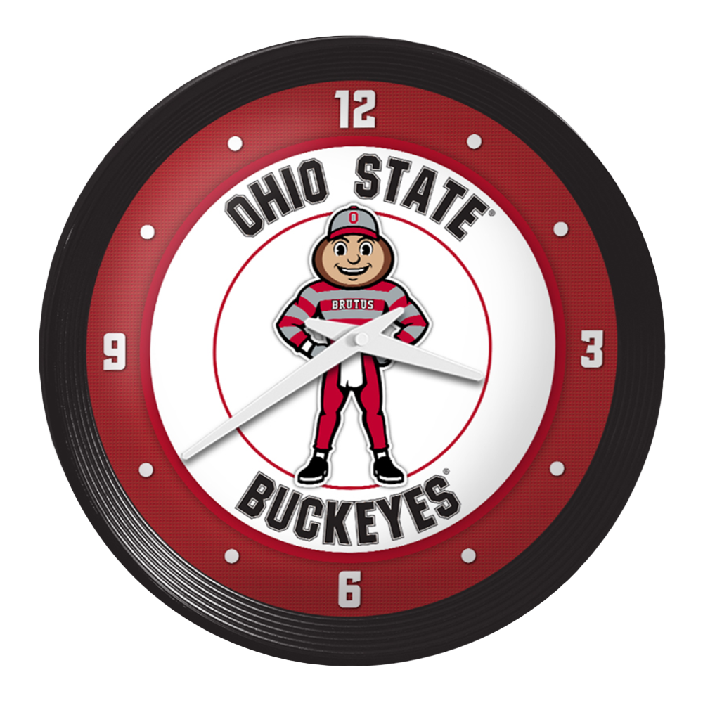 Ohio State Buckeyes: Brutus - Ribbed Frame Wall Clock