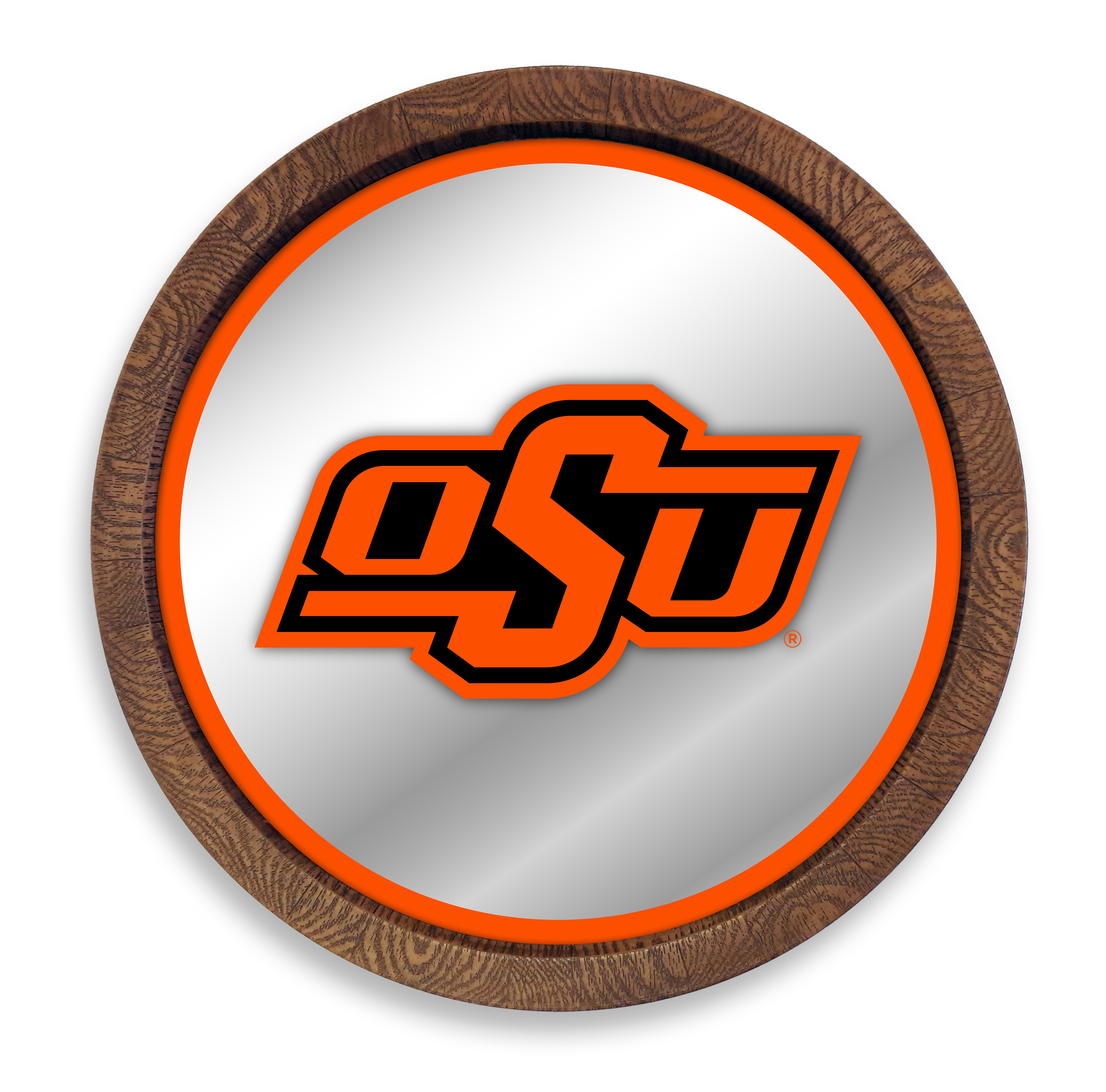 Oklahoma State Cowboys: "Faux" Barrel Top Mirrored Wall Sign  