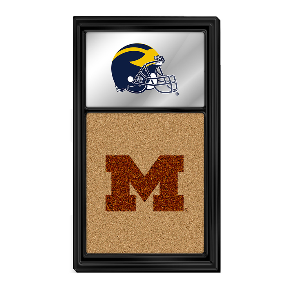 Michigan Wolverines Dual Logo - Mirrored Cork Note Board