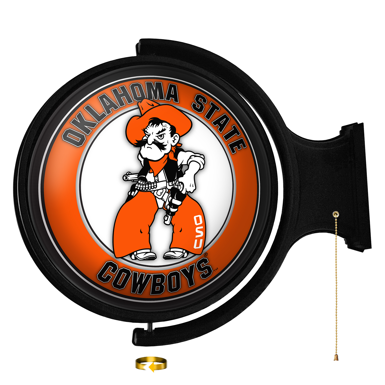 Oklahoma State Cowboys: Pistol Pete - Original Round Rotating Lighted Wall Sign