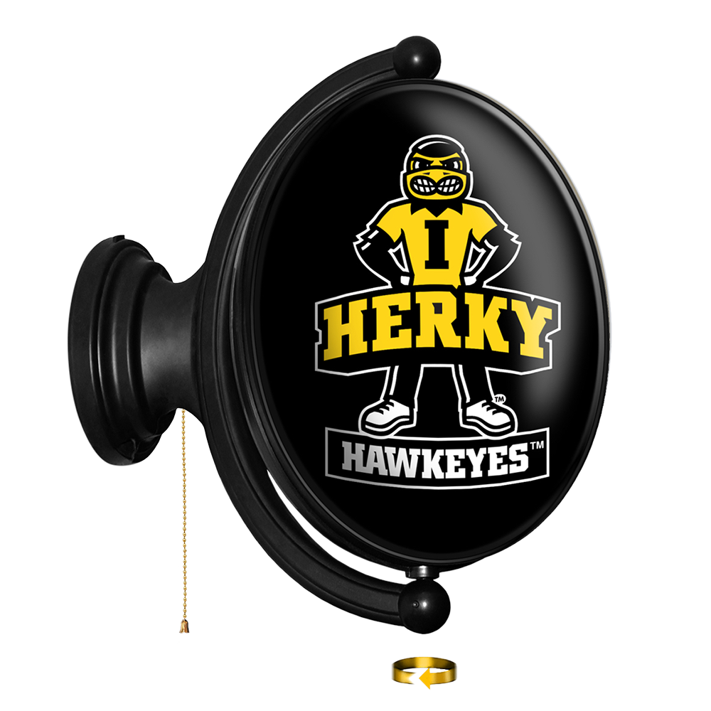 Iowa Hawkeyes: Herky - Original Oval Rotating Lighted Wall Sign
