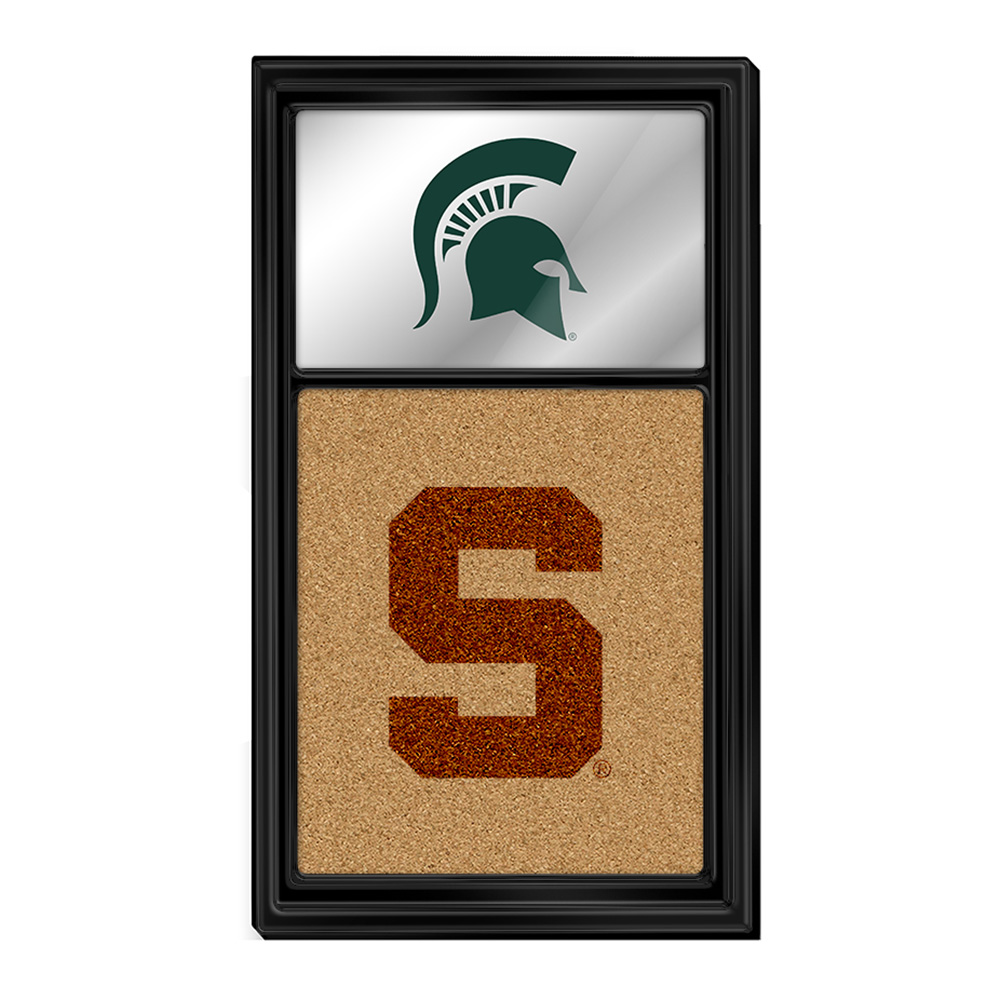 Michigan State Spartans: Helmet Dual Logo - Mirrored Cork Note Board