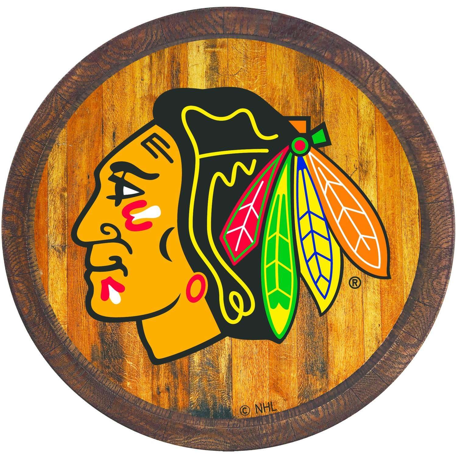 Chicago Blackhawks "Faux" Barrel Top Sign  