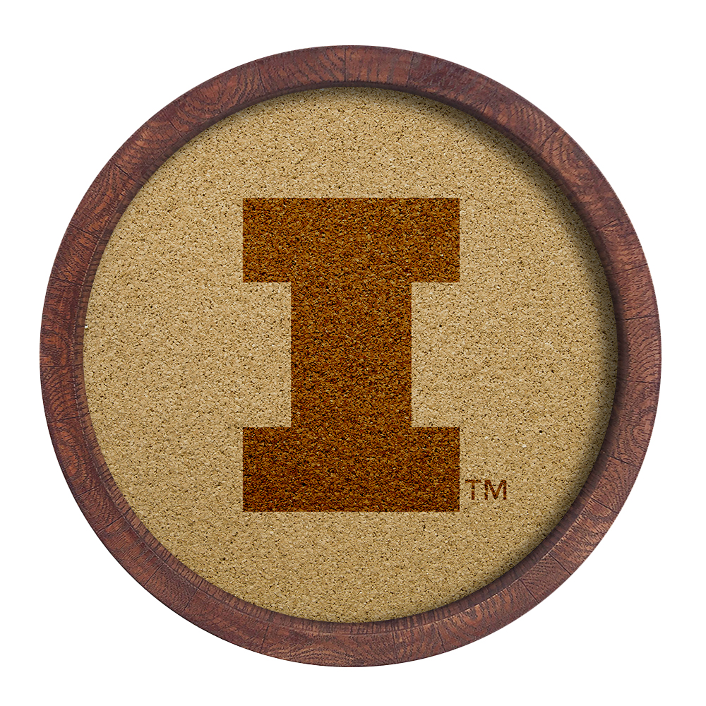 Illinois Fighting Illini: "Faux" Barrel Framed Cork Board  