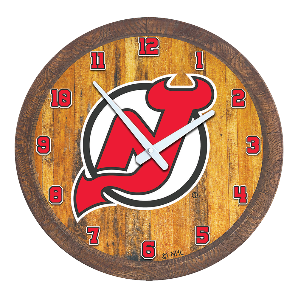 New Jersey Devils: "Faux" Barrel Top Wall Clock  