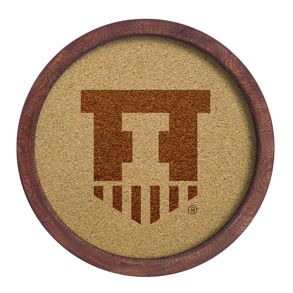 Illinois Fighting Illini Shield - "Faux" Barrel Framed Cork Board  