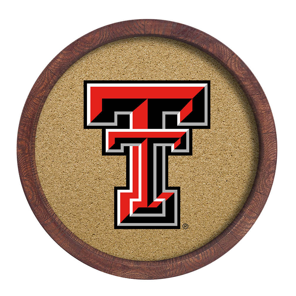 Texas Tech Red Raiders: Logo - "Faux" Barrel Framed Cork Board  