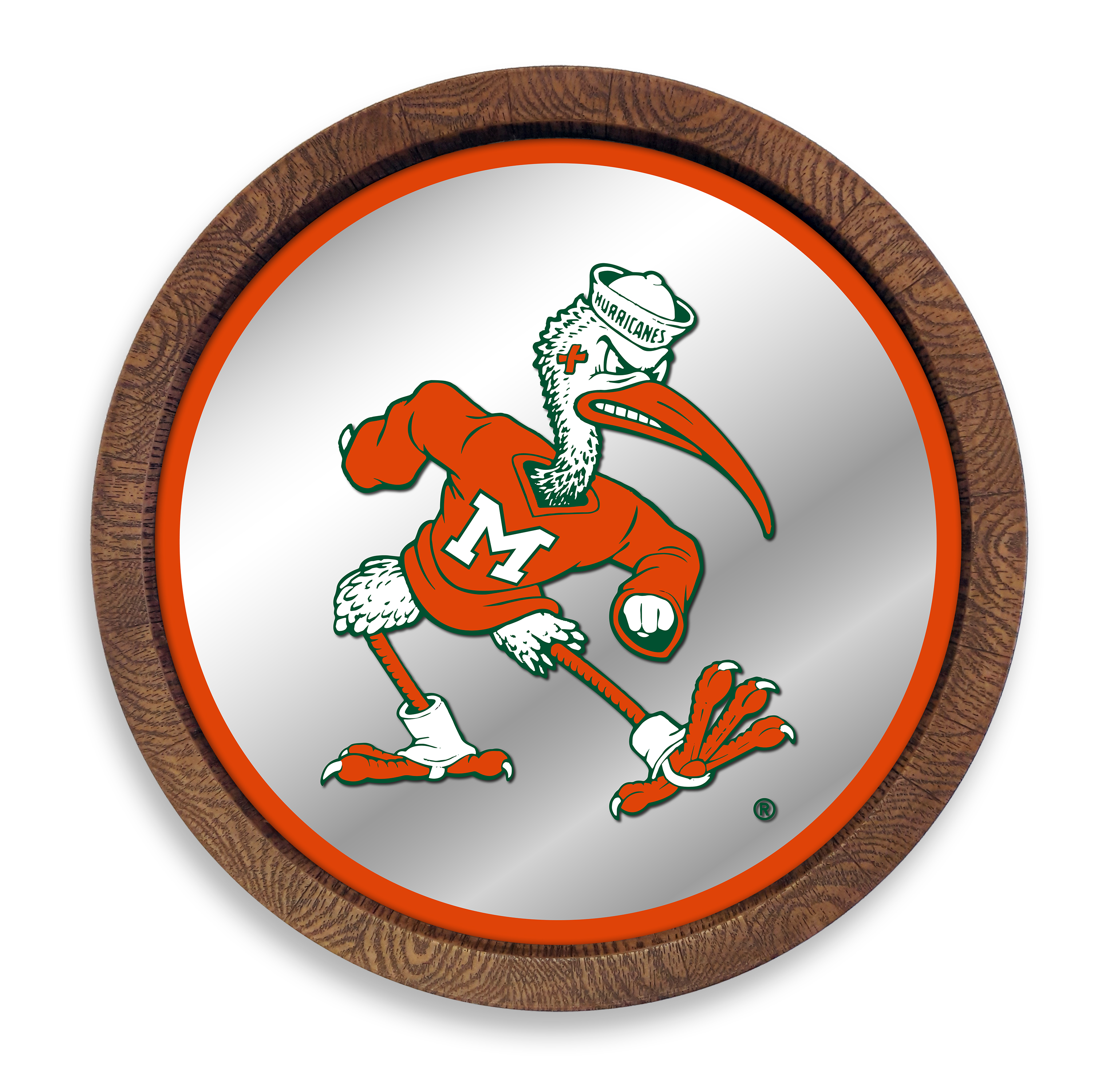 Miami Hurricanes: Mascot - "Faux" Barrel Top Mirrored Wall Sign  