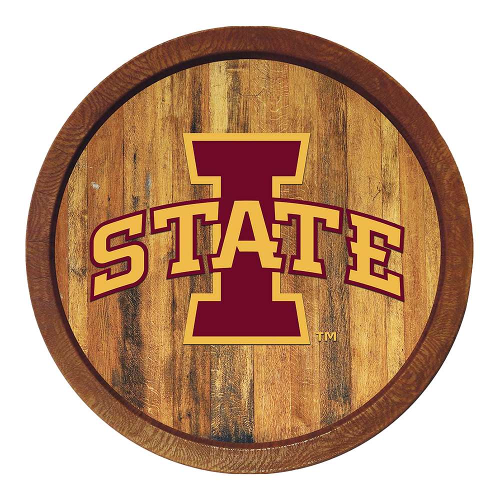 Iowa State Cyclones: Logo In Color (Plastic) - "Faux" Barrel Top Sign  