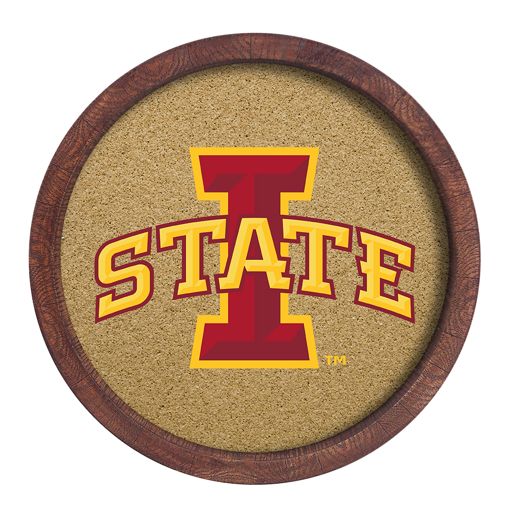 Iowa State Cyclones: "Faux" Barrel Framed Cork Board  