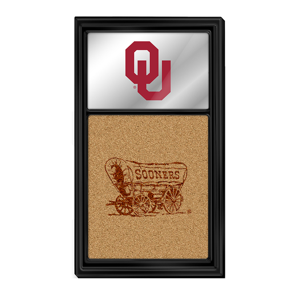 Oklahoma Sooners: Dual Logo - Mirrored Cork Note Board
