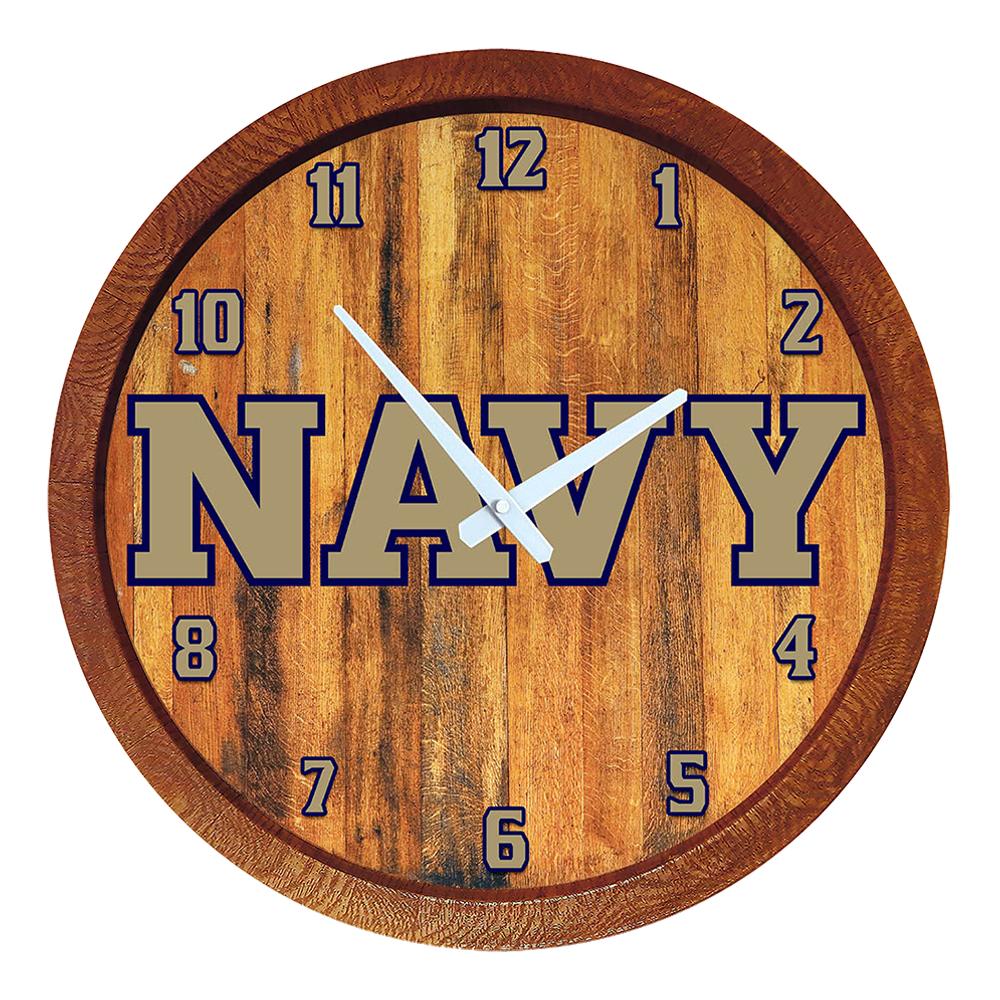 Navy Midshipmen Wordmark - "Faux" Barrel Top Wall Clock  