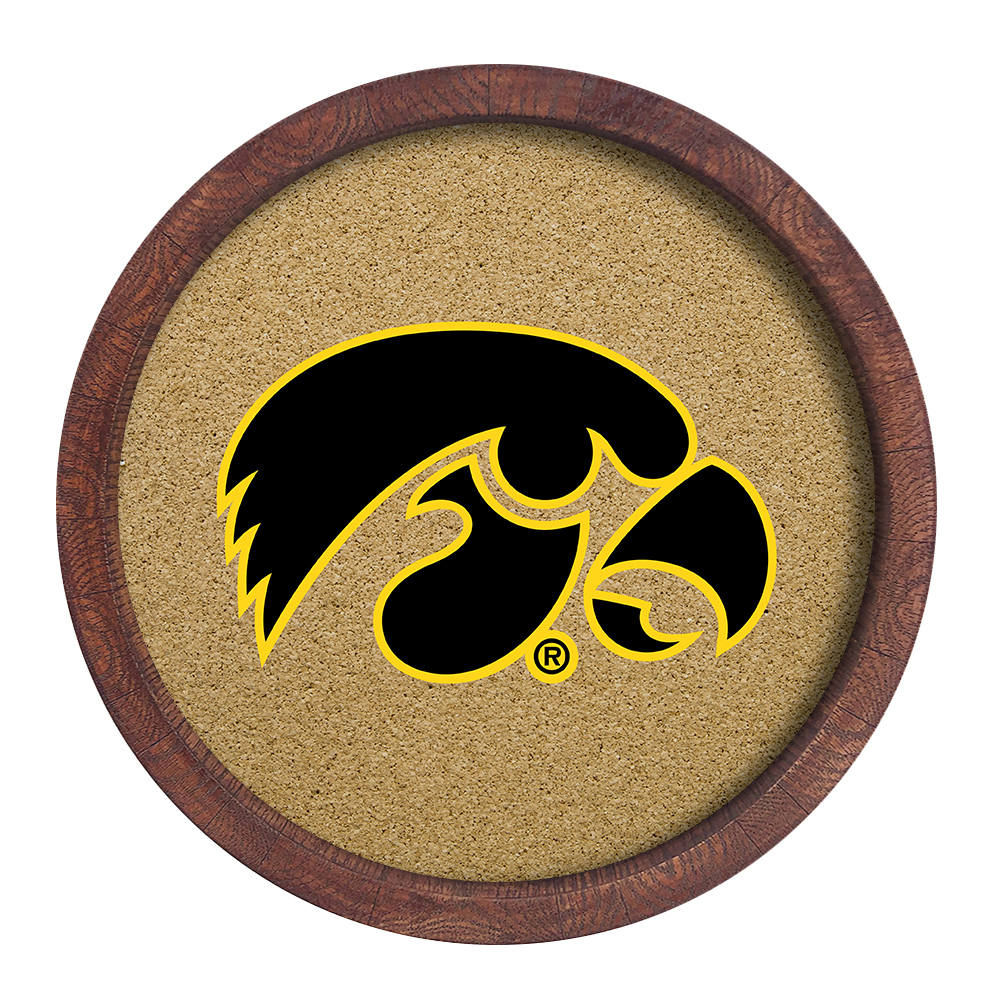 Iowa Hawkeyes: "Faux" Barrel Framed Cork Board  
