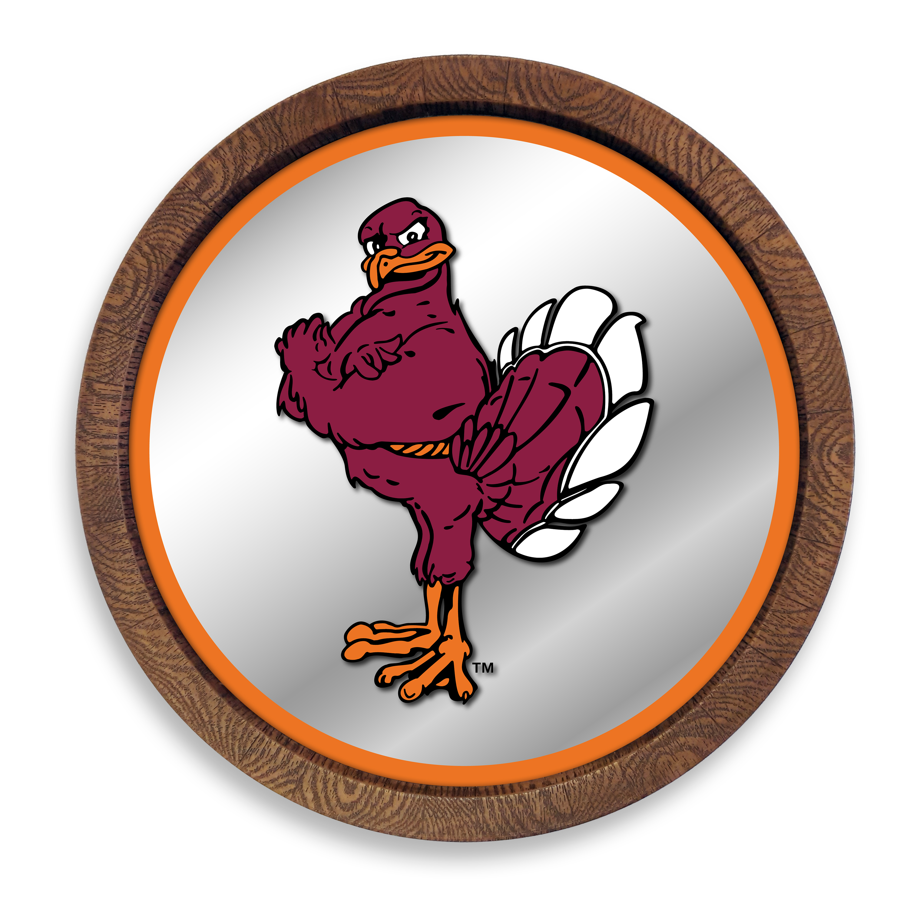 Virginia Tech Hokies: Mascot - "Faux" Barrel Top Mirrored Wall Sign  