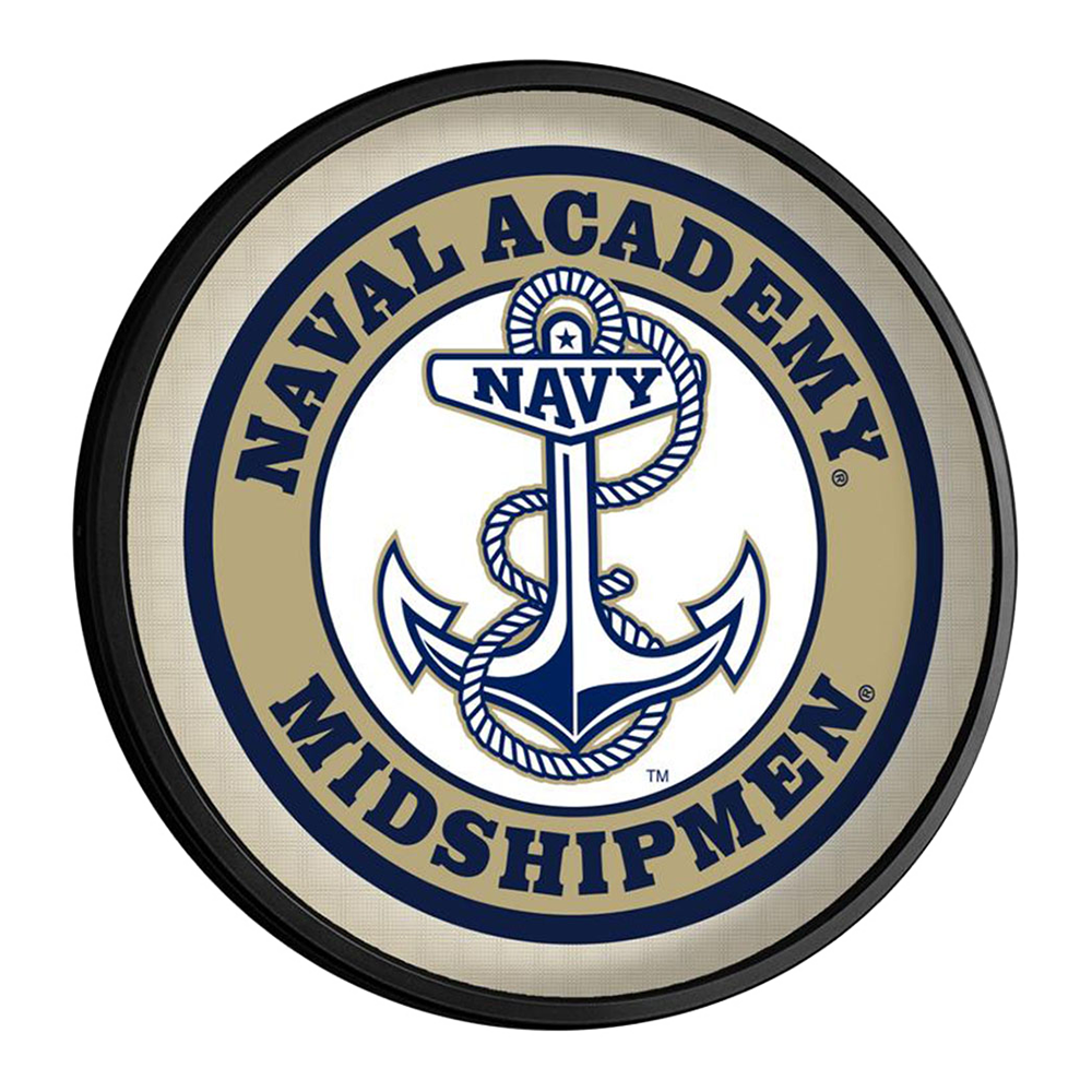 Navy Midshipmen Anchor - Round Slimline Lighted Wall Sign