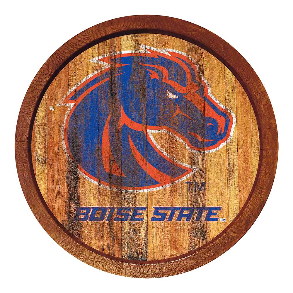 Boise State Broncos: Weathered "Faux" Barrel Top Sign  