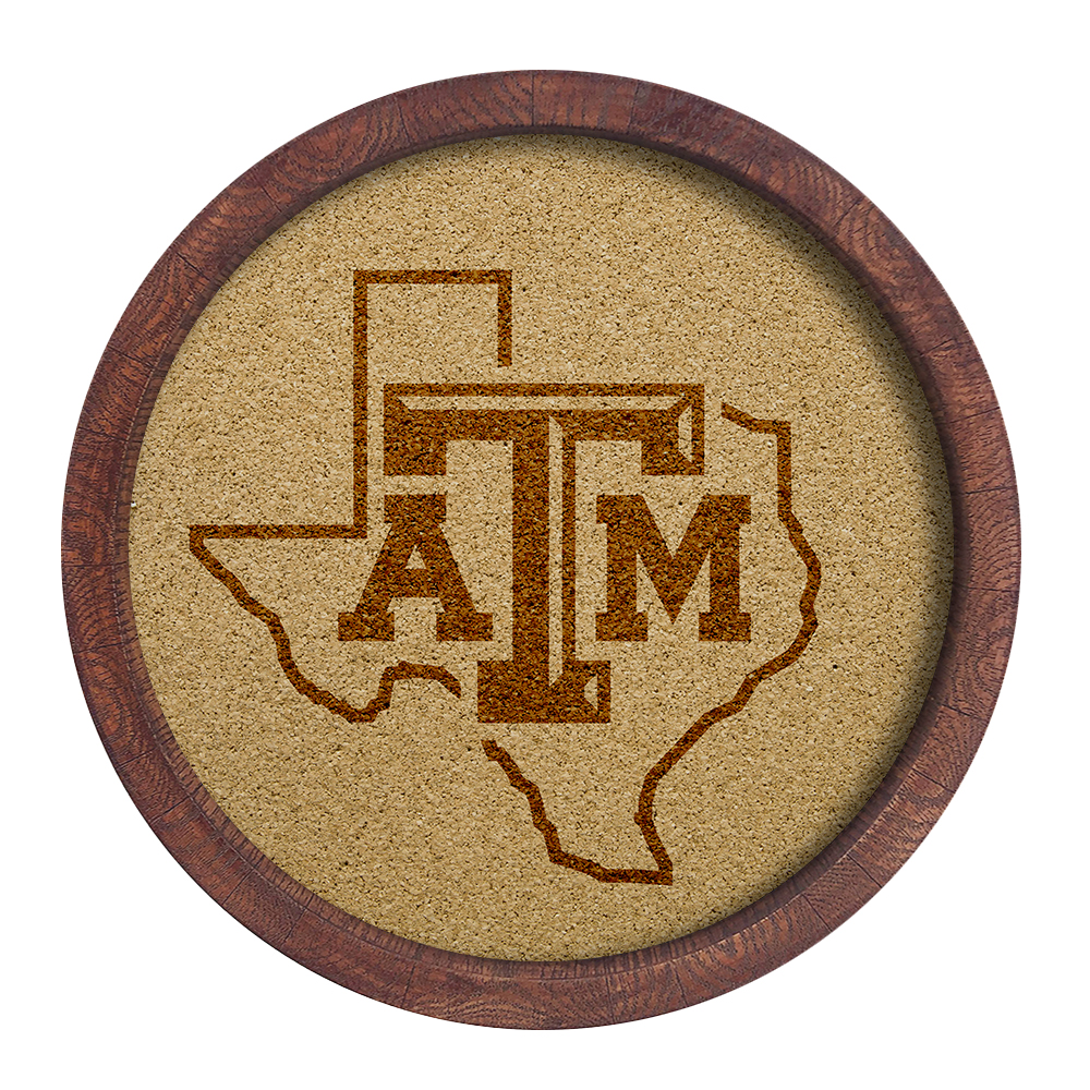 Texas A&M Aggies: Texas - "Faux" Barrel Framed Cork Board  