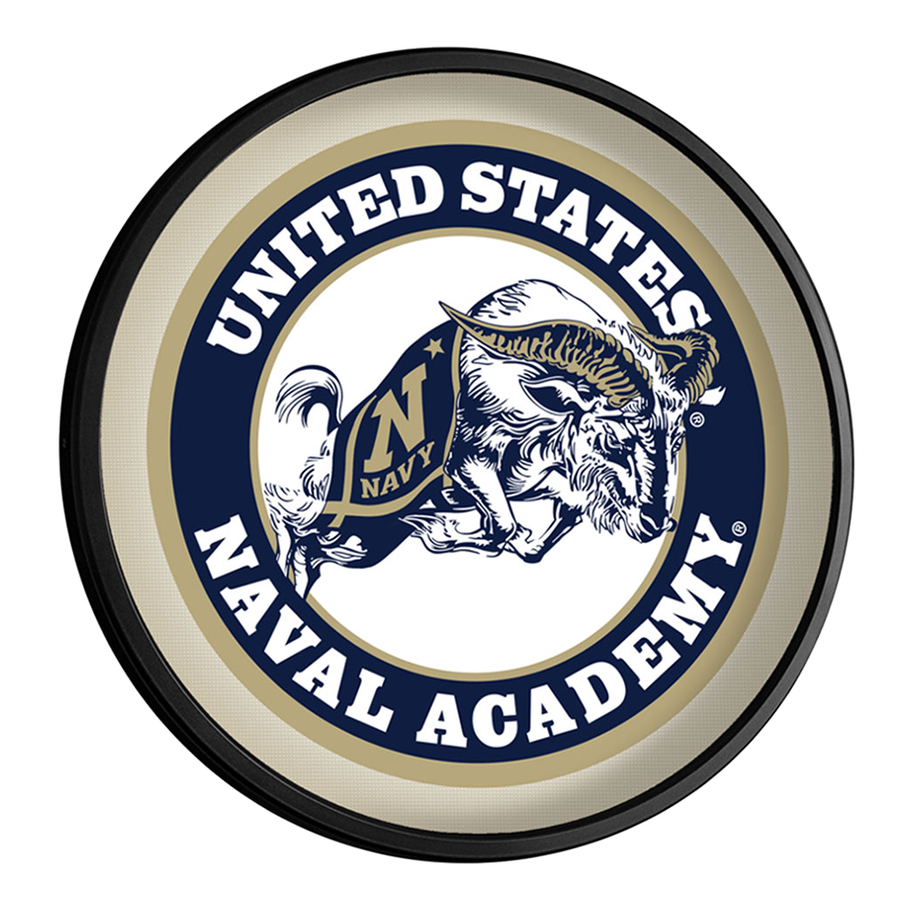 Navy Midshipmen Bill the Goat - Round Slimline Lighted Wall Sign