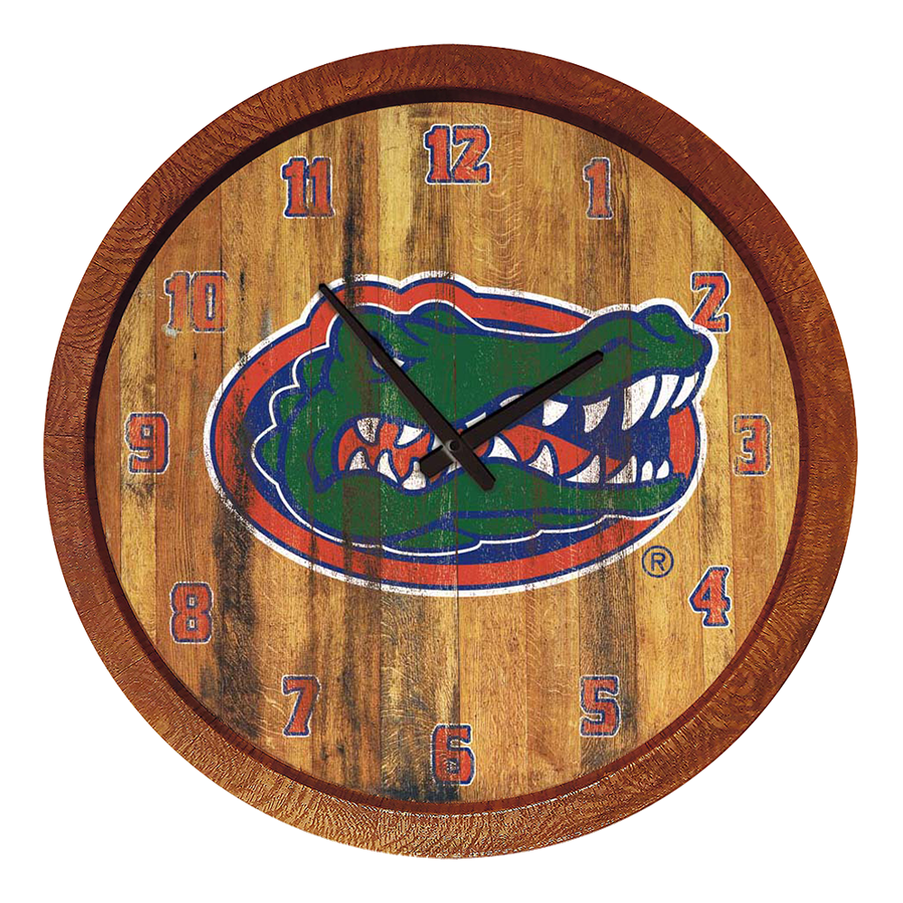 Florida Gators Weathered "Faux" Barrel Top Wall Clock  