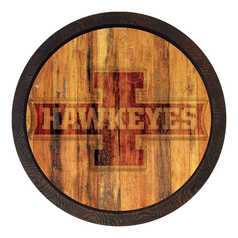 Iowa Hawkeyes: Block I - Round "Faux" Barrel Top Sign  