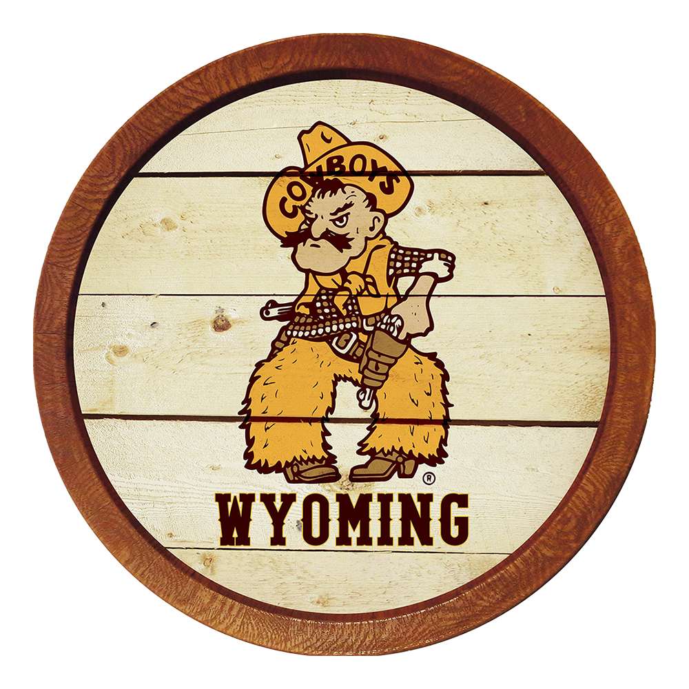 Wyoming Cowboys Pistol Pete - "Faux" Barrel Top Sign  