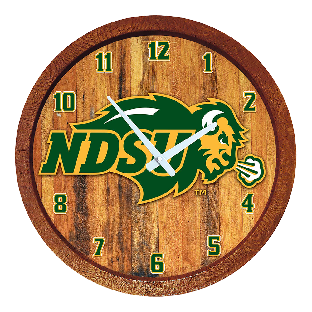 North Dakota State Bison Faux Barrel Top Wall Clock