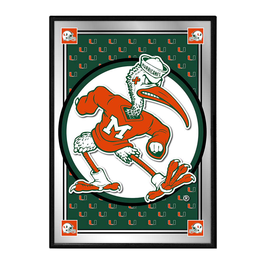 Miami Hurricanes: Team Spirit, Mascot Framed Mirrored Wall Sign  