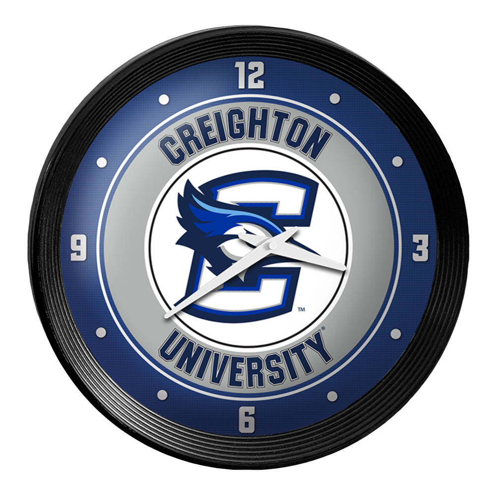 Creighton Bluejays Ribbed Frame Wall Clock