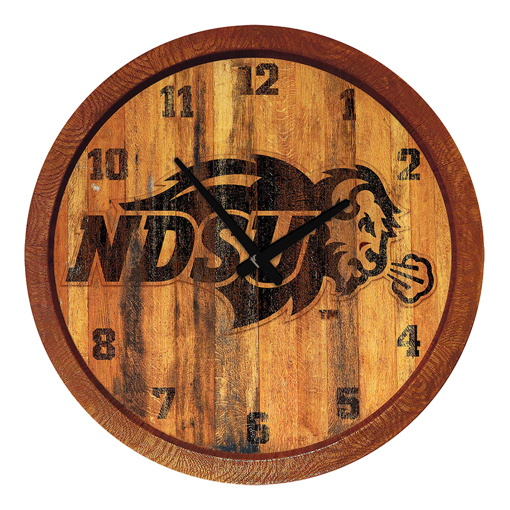 North Dakota State Bison Branded "Faux" Barrel Top Wall Clock  