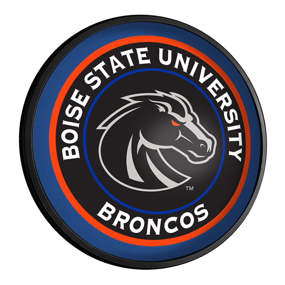 Boise State Broncos Black - Round Slimline Lighted Wall Sign